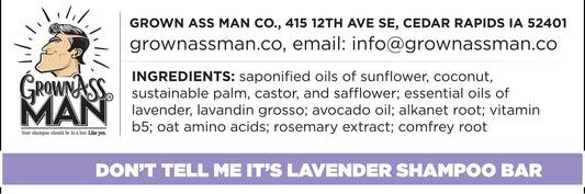 Solid Shampoo Bar Rich Lather 3 in 1: Hair, Beard & Body Wash - Plastic Free & Eco-Friendly, Natural & Organic for All Hair Types, 4oz Bar (Don't Tell Me It's Lavender, Single)