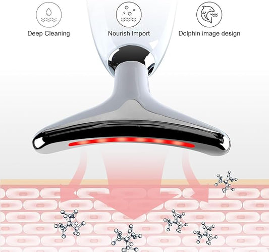 Face and Neck Massager,7 Color Multifunctional Facial Skin Care Tools, Led Face and Neck Beauty Device for Home Use