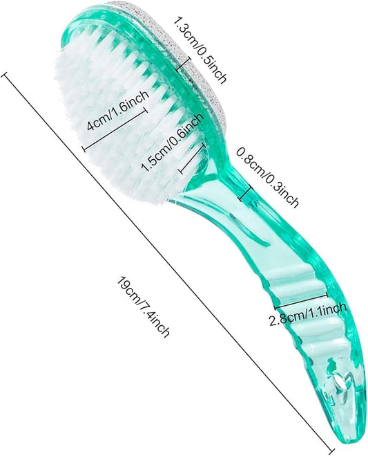 6 Pcs Foot Brush for Shower with Handle 2 in 1,Ooloveminso Large Foot Pumice Stone Brush Scrubber Foot File Calluses Remove Suitable for Horniness Foot Spa,Foot Care Smooth Skin (Green&Transparent)