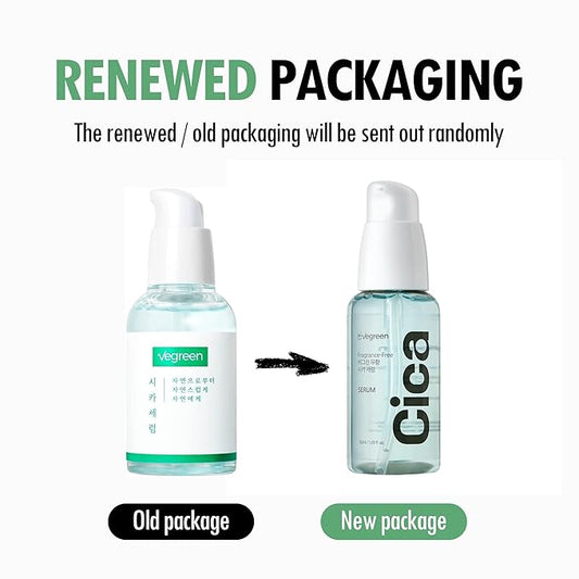 VEGREEN Fragrance-Free Cica Serum | Centella Asiatica Enriched Face Serum for Women & Men | Alcohol-Free Centella Unscented Serum Face Moisturizer | Hydrating Serum for All Skin Types 1.69 fl oz
