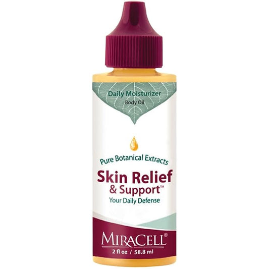 Miracell Skin Relief & Support Oil – Natural Face & Body Moisturizer with Apricot, Jojoba, and Vitamin E – Fast-Absorbing Hydration for Dry, Sensitive, or Rough Skin – 2 oz