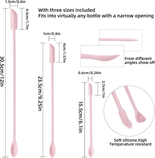 6 Pieces Multi Size Makeup Spatula, Beauty Spatula, Mini Small Silicone Spatula Set for Beauty and Kitchen, Tiny Scraper for Jar, Kitchen Bottles, Cosmetic (Pink)