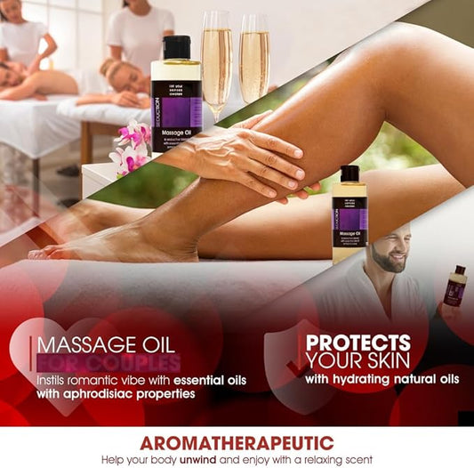 Massage Oil for Sore Muscles - Premium Massage and Body Oil for Massage Therapy - Vitamin E Infused - Blend with Essential Oils of Lemon & Clove