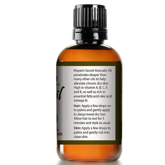 Mayan's Secret - Avocado Oil For Hair and Skin - Natural Dry Skin Face Moisturizer - Collagen Boosting for Aging Skin Combat Fine Lines and Wrinkles