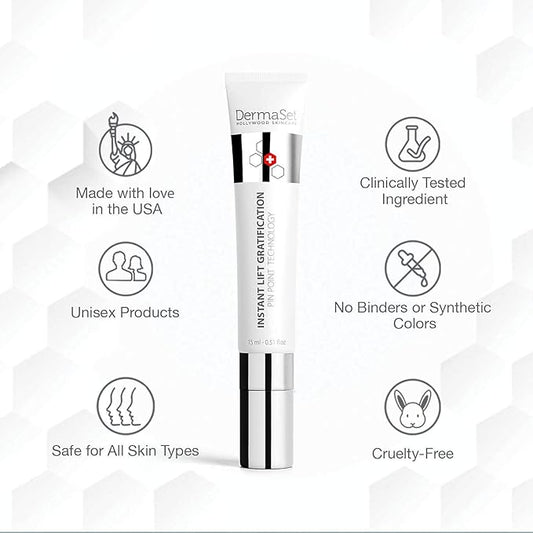 DermaSet Instant Face and Eye Lift | Face Skin Under Eye Tightening for Wrinkles, Lose Skin, Puffiness and Fine Lines | Fast Action Product within 5 Minutes | 0.51 Fl Oz (Pack of 1)