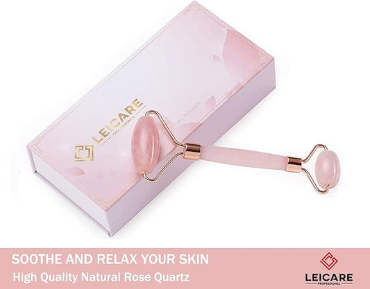 Jade Roller for Face - Rose Quartz Face Roller Skin Care - Stone Facial Roller, Face Massager for Women, Relieve Stress, Remove Wrinkles Eye Puffiness