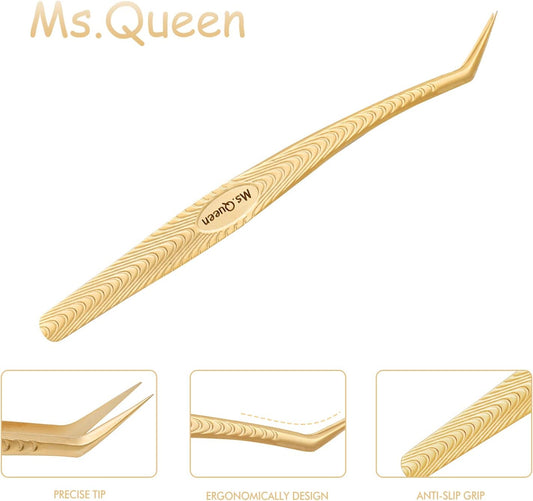 Ms.Queen Lash Tweezers for Eyelash Extension-Professional Lashing Tweezers for Mega Volume Mink Eyelashes Extensions Applying