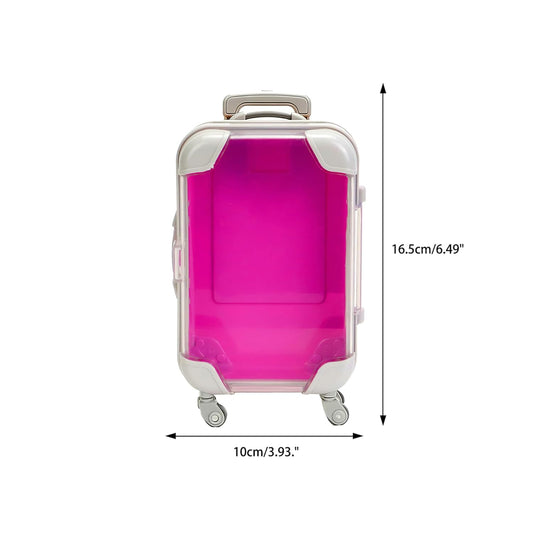 False Eyelash Storage Box, Portable Travel Organizer Mini Luggage False Eyelash Tray Makeup Tool (ROSE RED)