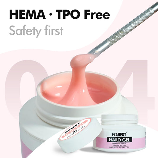 FZANEST Heat-Free Builder Hard Gel Hema-Free Nude Pink Nail Strengthening Extension Sculpting Color UV Gel for Nails #03