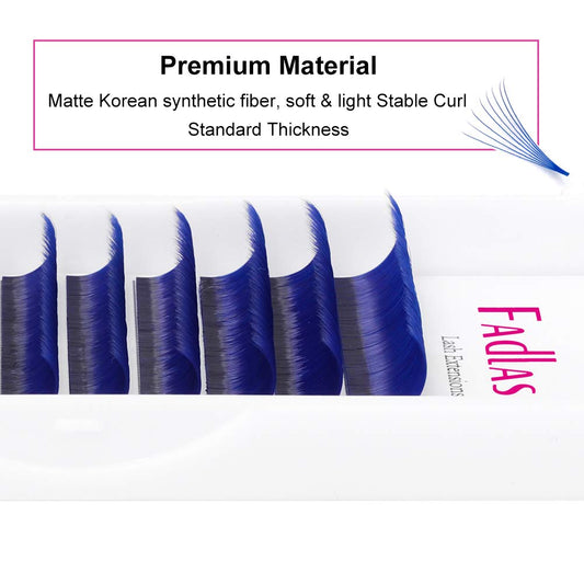 Volume Eyelash Extensions D curl Easy Fan Lash Extensions 8~14mm Mix Tray Blue 0.07mm Lash Extension Supplies by FADLASH (Blue 0.07-D-Mix)
