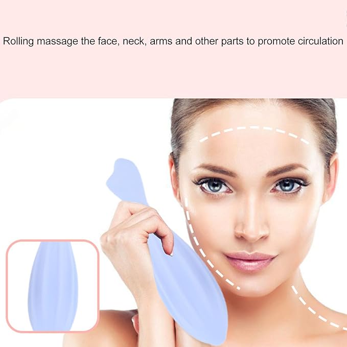 Silicone Handheld Face Massage Face Roller, Face Roller for Face and Eye Face Beauty Roller, Face Roller Beauty Silicone Massage Tool for Men Women Mothers Day Gifts,(Blue)