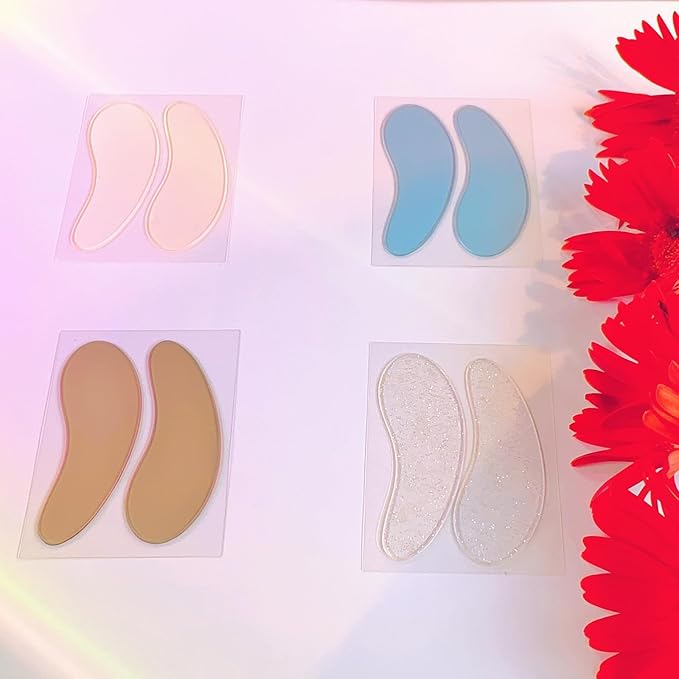 Under Eye Patches for Lash Lift and Eyelash Extension - Durable Gel Pads to Separate Upper & Lower Lashes - Sticky Moon Shape Patch Fits Eyelids - Eyelash Mask Cover in 4 Colors