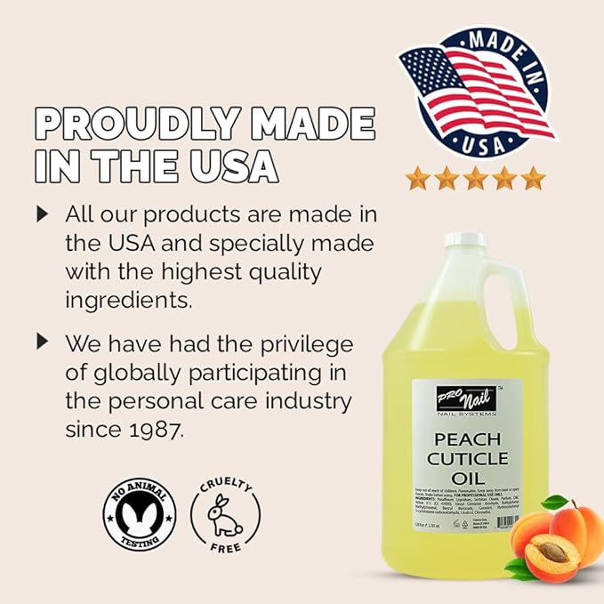 PRO NAIL - Cuticle Revitalizing Oil for Nails, Peach, 128 Oz - Professional Strength, Pedicure and Manicure - Moisturizes and Strengthens Nails and Cuticles - Soothing and Nourishing, Bulk