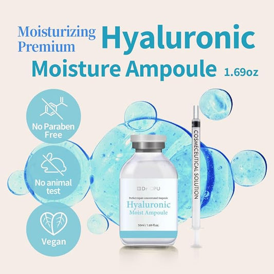 Hyaluronic moisturizer ampoule dry skin face neck woman hyaluronic acid hydrating serum Korean Beauty skincare 1.69oz