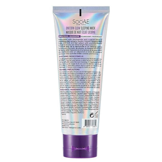 Soo'AE Unicorn Glow Sleeping Mask, Overnight Masks, Niacinamide Brightening & Rejuvenating, 1 EA, Ceramide NP Moisturizing Soothing Face Mask for Dry Skin Korean Beauty masks night cream sleep mask