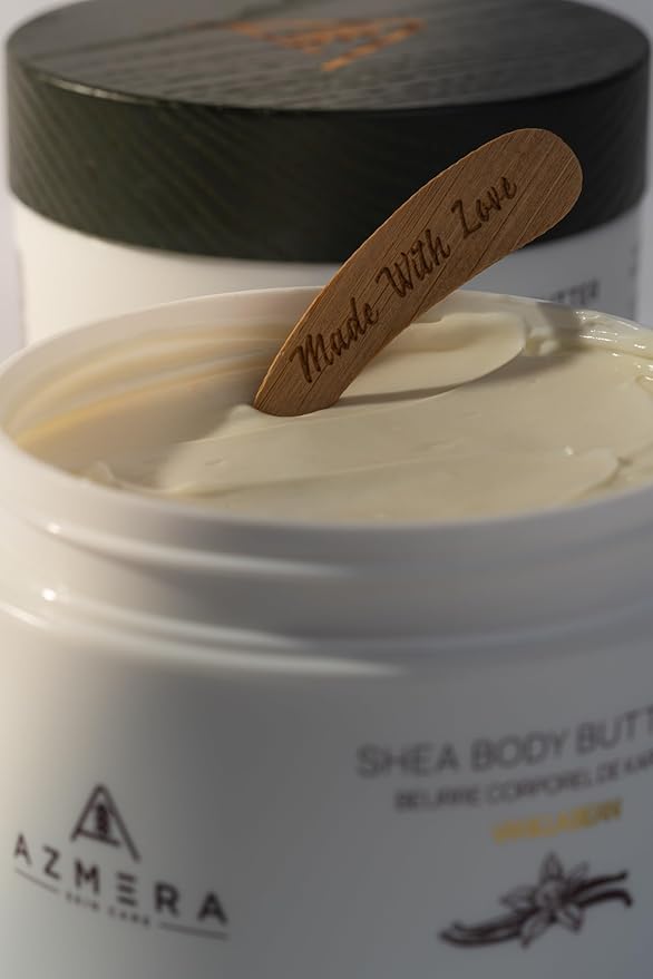 AZMERA Shea Body Butter - Organic Body Butter for Women & Men Dry Skin Rich in Antioxidants & Vitamin E - Vegan Shea Butter Moisturizer, Raw Shea Butter from Africa (Vanilla Bean, 250ML)