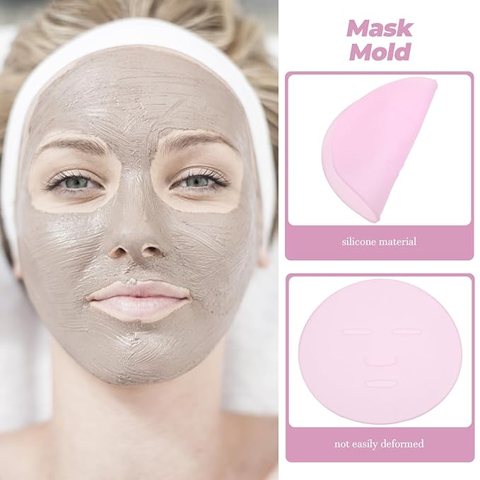 LEORX 2Pcs Face Mask Maker Plate Silicone Reusable Facemask Seaweed Mud Mask Making Mold Facial Care Makeup Tool for Women Lady
