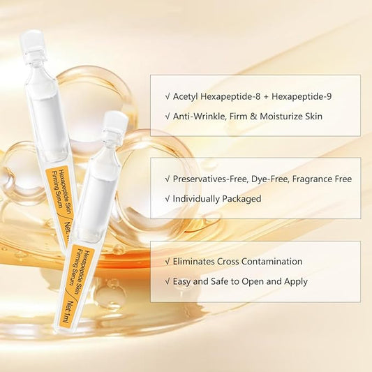 Firming Skin Serum with Acetyl Hexapeptide-8, Hexapeptide-9, Carnosine - Moisturizing, Hydrating and Antioxidant for Fine Lines, 15 Pcs/Box Ampoules
