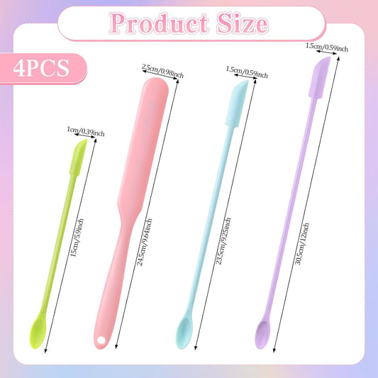 4PCS Makeup Spatula, Silicone Spatula Set, Mini Spatulas, Reusable Beauty Spatulas for Creams, Lotions, Essential Oils and Other Cosmetics, Small-Spatula for Cosmetic Bottles and Kitchen Bottles