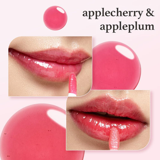 NOONI Vegan Appleseed Lip Oil Set - Applecherry & Appleplum | Long-Lasting, Moisturizing, Plumping, Revitalizing for Dry Lips, Waterproof, No Peel Off, Korean Tint, 0.12 FL Oz x 2ea