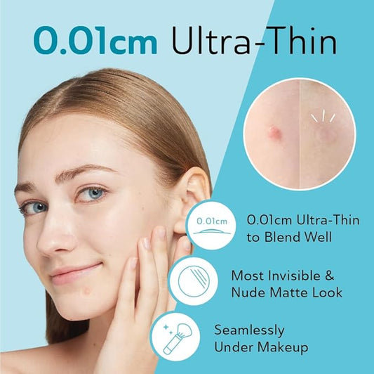 Ultra Invisible Acne Patches Pimple Patches Hydrocolloid Acne Patches Zit Patches Hydrocolloid Bandages Acne Spot Treatment - Day & Night Use 48 Pieces 2 Sizes