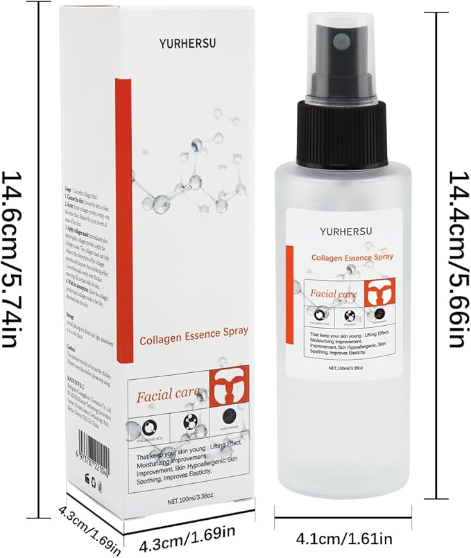 Collagen Essence Spray, Face Serum Moisturizing Toner, Fast Absorption Not Sticky Anti-wrinkle, Improving Skin Complexion Soften Skin Texture for Women Man Skin Care; 100ml/3.38 oz (Collagen)