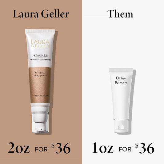 LAURA GELLER NEW YORK Spackle Primer - Champagne Glow - Super-Size 2 Fl Oz - Hyaluronic Acid Makeup Primer for Mature Skin
