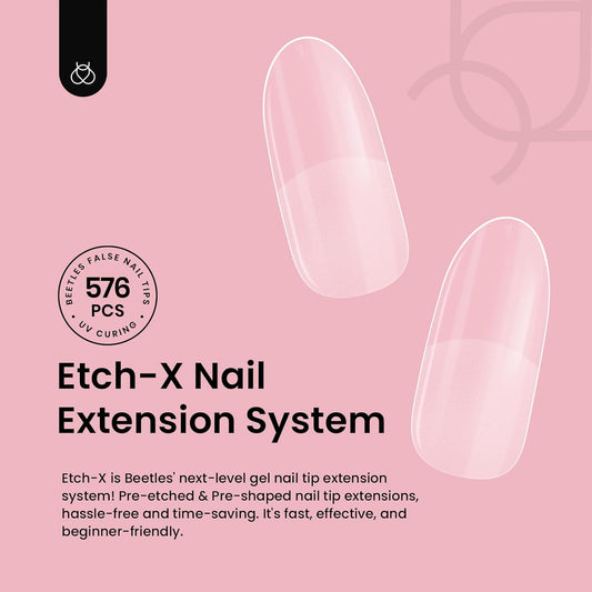 Beetles Gel Nail Tips Short Oval 576Pcs, 12 Sizes Pre-Shaped Half Matte Press On Nails Gelly Tips False Nails for Gel Full Cover False Nails Home DIY Nail Salon Gifts for Girls Women