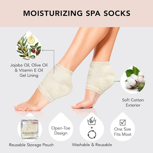 Kitsch Moisturizing Socks for Cracked Heel Treatment, Insulated Gel & Moisturizing Heel for Dry Cracked Feet Women & Men, Spa & Sleep Socks for Overnight Moisture Repair, 1 Reusable Pair