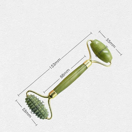 Jade Rollers for Face Beauty and Eyes Massage - Facial Massager for Anti Aging Wrinkles and Skin Rejuvenate - Natural Jade Crystal Derma Roller for Puffiness and Lift - Spiky Roller