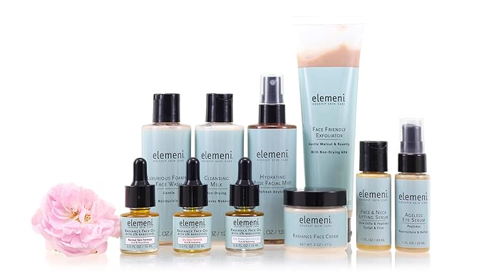 elemeni Radiance Face Oil Dry Complexion, 0.5 fl oz, Rosehip Seed Oil Refines Fine Lines & Wrinkles, Natural Source Retinoic Acid, Absorbs Easily, Bulgarian Rose & Neroli, Organic, Anti-Aging, Vegan