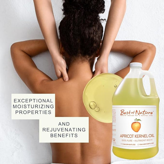 Best of Nature 100% Pure Apricot Oil – Lightweight Massage & Body Oil, Unscented Moisturizer for Hair, Skin, Face, Ideal Carrier Oil for Essential Oils, 5 Gallon Pail (640 fl oz)