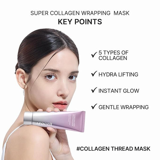 AROCELL Super Collagen Wrapping Facial Mask – Peel Off Face Mask Pack for Firmness and Elasticity Hydrating Exfoliating Skin Care