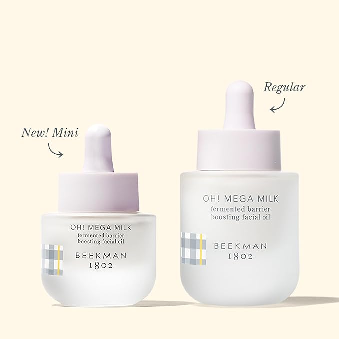 Beekman 1802 Oh Mega Milk Facial Oil - Hydrating Vitamin C & Niacinamide Serum - Repairs Skin Barrier - For Dry/Aging Skin - Fragrance Free & Sensitive Safe