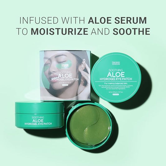 tenzero Soothing Aloe Hydrogel Eye Patch (60 pairs, 90g), Aloe Vera Treatments for Puffy Eye, Fine Lines, Soothing, Eye Puffiness Reducer, Hydrating Eye Pads, Korean Under Eye Masks Skincare