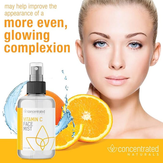 Vitamin C Glow Hydrating Anti-Aging Face Mist w/Actives | Vita C, Niacinamide, Collagen, Peptides and Retinol | Refreshes & Brightens Complexion | 4 fl oz, 120 ml