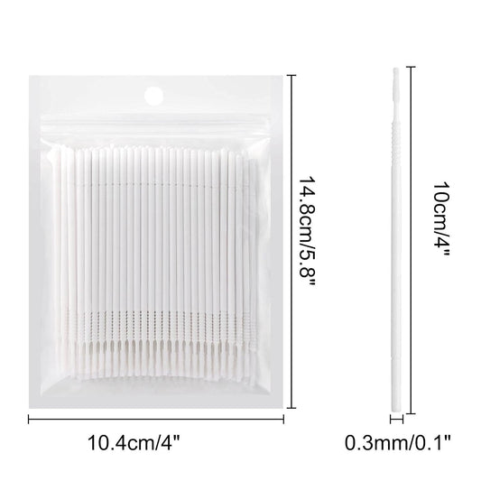 200PCS Micro Applicators Brushes Mini Cotton Swabs Remove Grafted Eyelash Glue Dedicated Brush Disposable Microswabs for Eyelash Extensions Make up and Lash Clean and Personal Care (White 1)