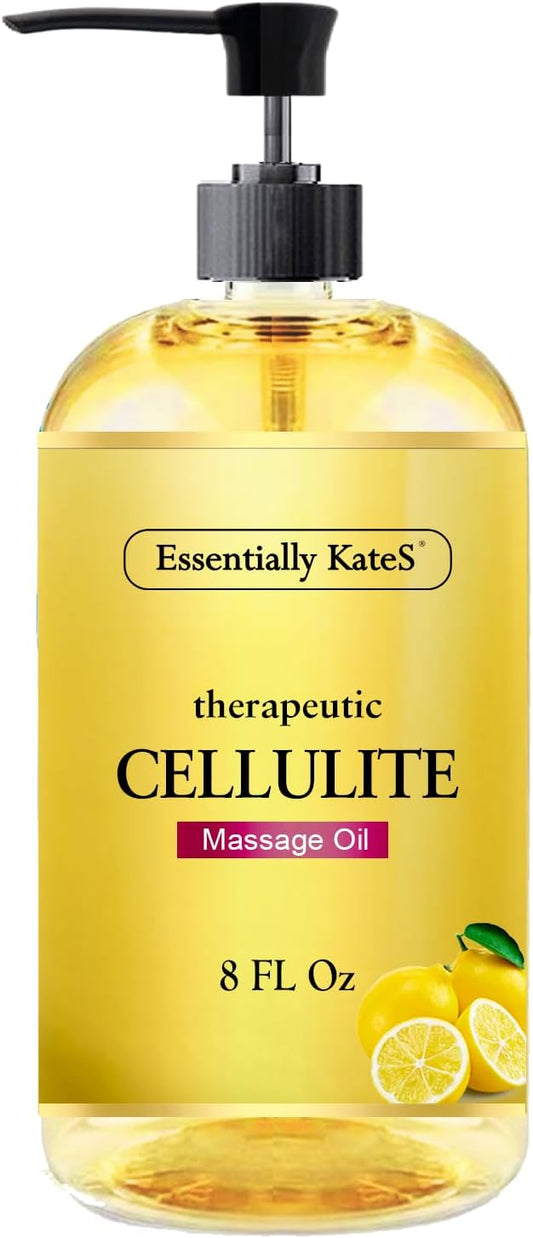 Cellulite Massage Oil 8 Fl Oz - Helps Break Down Fat Cells in Hip, Thighs, Buttocks, and Abdomen - Absorbs Immediately - Beautiful Scent