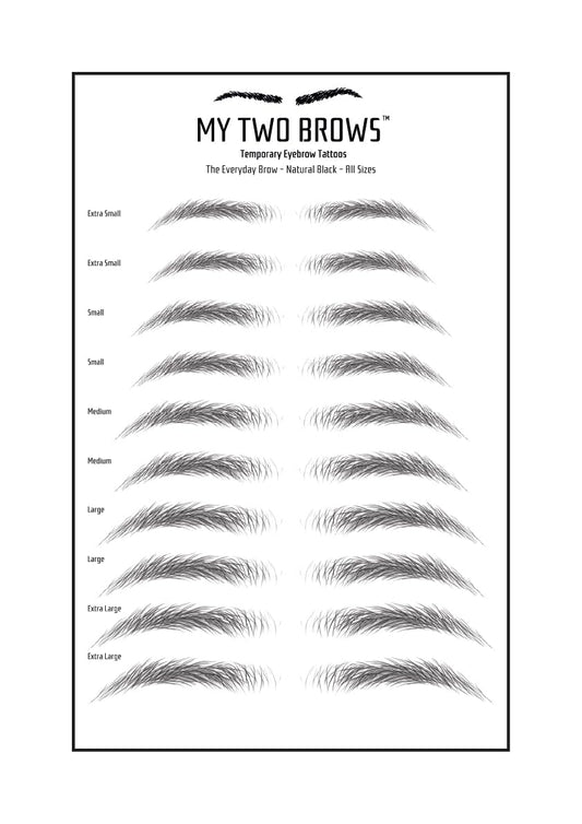 (10 pairs) Natural Black Temporary Eyebrow Tattoo - Small Size - Waterproof & Smudgeproof - Everyday Brow Style Eyebrow Stickers - Sheet Lasts up to 30 Days - Won't Work on Existing Brows