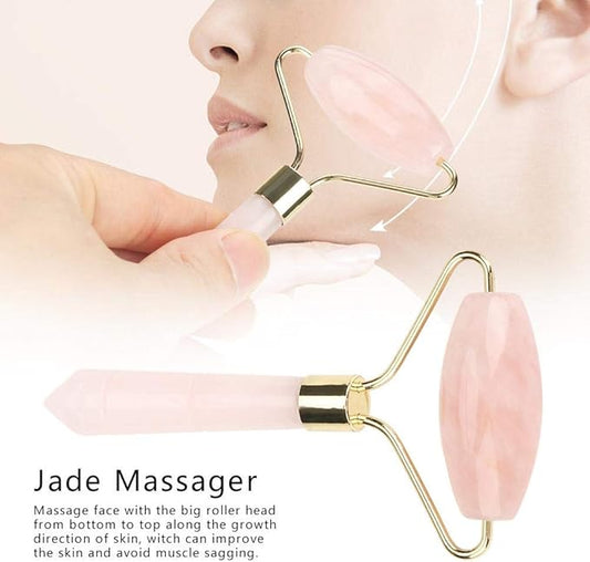 Jade Face Roller, Gua Sha Massage, Anti Aging Jade Stone Massager for Face and Eye Massage, Make Your Face Skin Smoother and Look Younger Jade Roller Facial Beauty Roller Care Tool