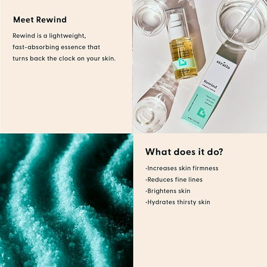 Stratia Rewind Firming & Hydrating Serum with Hyaluronic Acid & Niacinamide - Moisturizes & Evens Skin Tone with DMAE for Smooth, Plump Skin, 1.3 Fl Oz