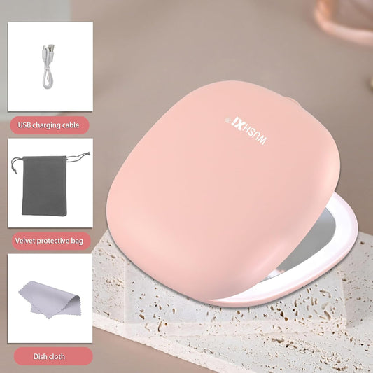 Portable LED Makeup Mirror - Compact Travel Mirror with Light, 10X Magnification, Adjustable Brightness, Rechargeable, for Her, Travel Accessories for Women, Ideal for Purse