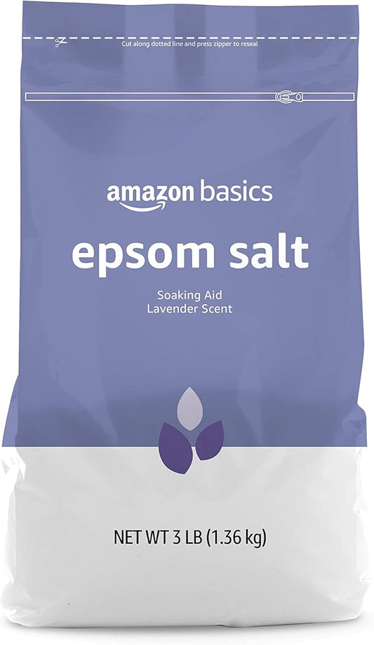 Amazon Basics Epsom Salt Soaking Aid, Lavender Scented, 3 Pound, 6-Pack (Previously Solimo)