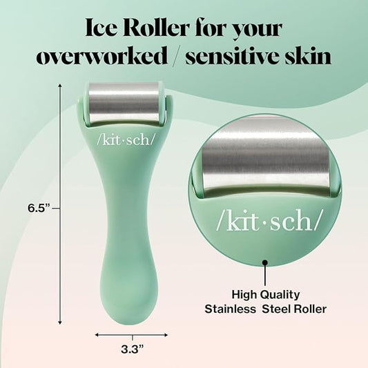 Kitsch Ice Roller for Face - Stainless Steel Ice Face Rollers for Women - Soothes Facial Puffiness, Sore Muscles, and Headaches | Self Care Gifts for Women - Minty Green