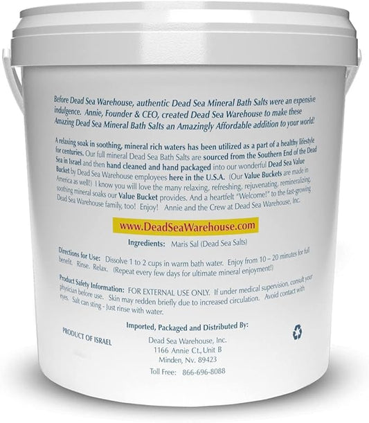 Dead Sea Warehouse-Amazing Minerals Dead Sea Bath Salts,100% Full Mineral Therapeutic Bath Salts, Detoxifying & Moisturizing, Exfoliating for Dry Skin, Unscented(5 lbs)