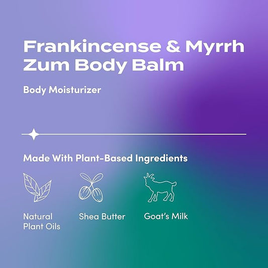 Zum Indigo Wild Body Balm - Body Moisturizer for Women & Men - Includes Goat's Milk, Shea Butter & More - Natural Skin Moisturizer - Frankincense & Myrrh Scent - 2.5 oz