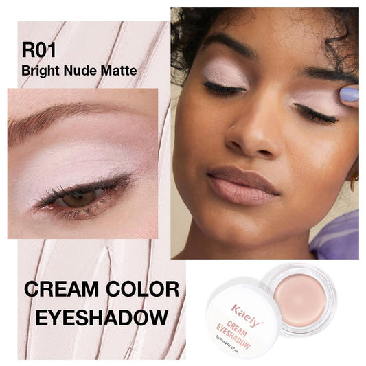 Kaely Single Cream Eyeshadow Pot, Bright Nude Matte Eye Shadow for Older Women High Pigmented Waterproof, Natural Eyeshadow Palette Makeup Brightener, sombras en crema para ojos, Blendable, R01