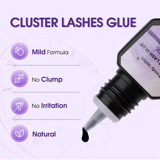 Fast-Drying Eyelash Extension Glue for Professionals - 1-2 Second Strong Hold Waterproof & Long Lasting 8 Weeks Salon-Grade Lash Adhesive(Black,5ml)