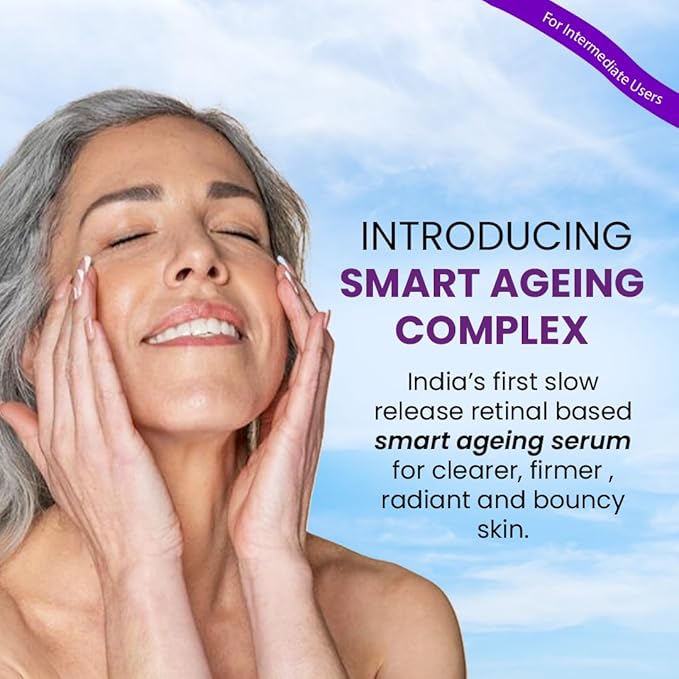 TRUTH & BEAUTY Intermediate Smart Ageing Complex Serum 0.1% Retinol, 0.5% Bakuchiol & Ginseng Extract for Fine Lines, Wrinkles Hydration Face Serum for All Skin Types (1.01 Fl OZ) Smart Ageing