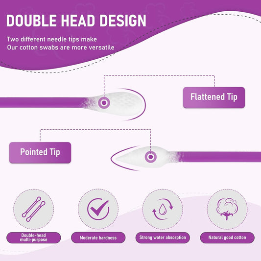 760pcs CGR Precision Cotton Swabs packed in Acrylic swab canister with Pointed and Flattened Tip, Cosmetic Makeup Applicator(160pcs in canister, 2x300pcs in bags) (760)